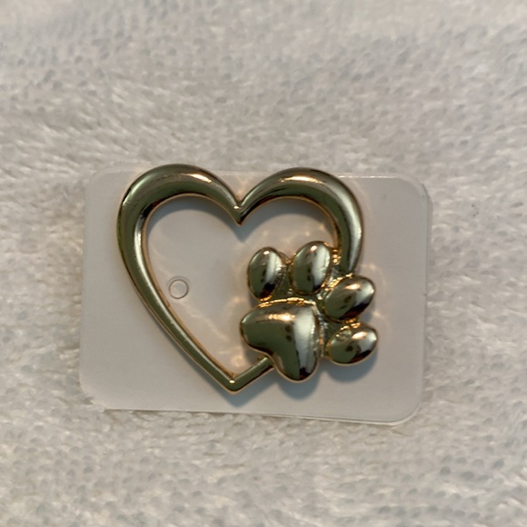 Mini Boho Pet Love Gold Cartoon Paw Print Heart Shaped Unisex Brooch - Picture 5 of 7
